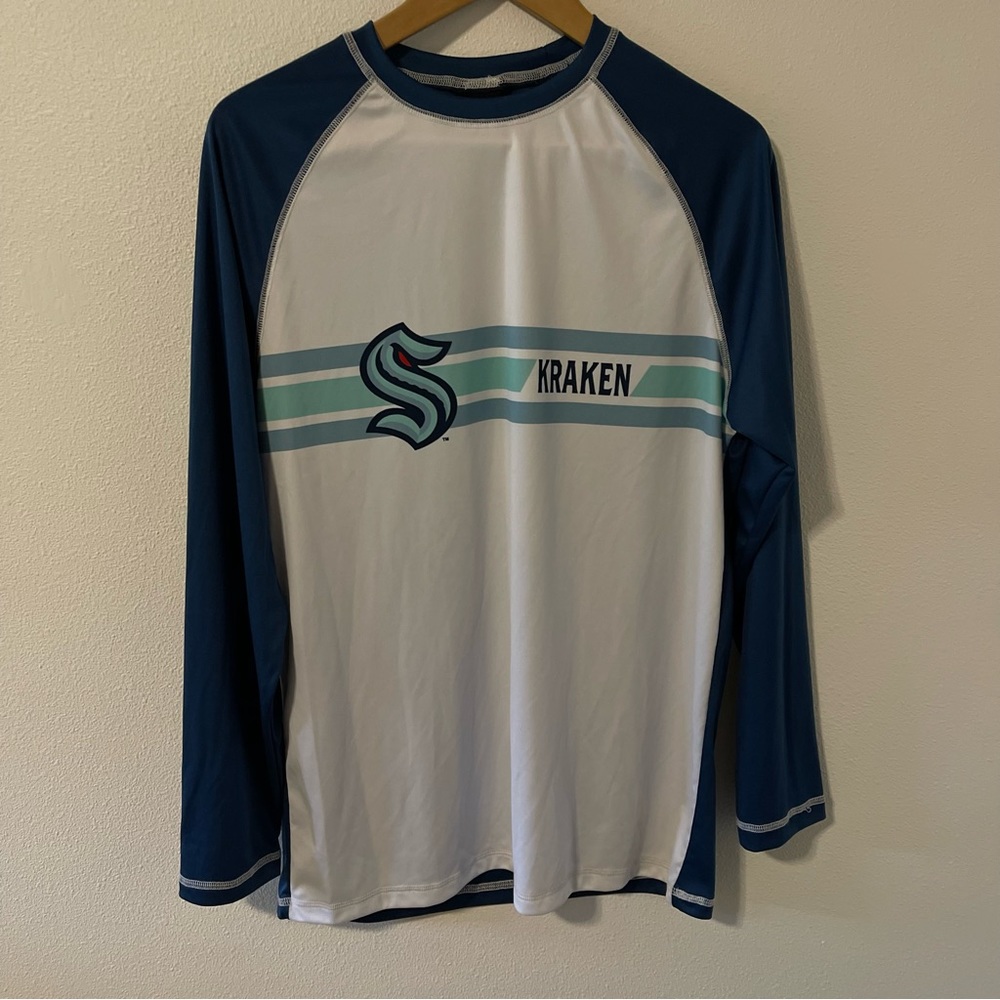 Seattle Kraken Calhoun NHL Long Sleeve Performance Pullover Blue White-Medium - Picture 2 of 9